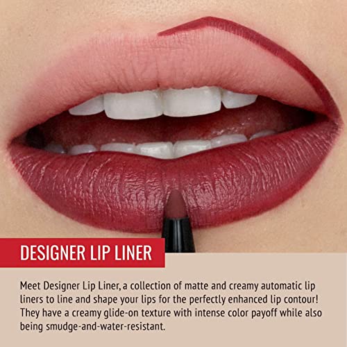 Runway Rogue ¡®Showtime¡¯ Brick-Red Pearl Glam Shimmer Long Wear Liquid Lipstick Bundle with ¡®Get the Look¡¯ Matte Garnet-Maroon Designer Liner Lip Liner