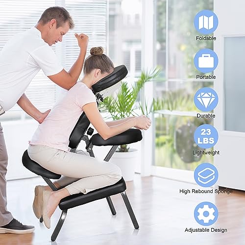 HomGarden Portable Foldable Massage Chair with Adjustable Face Cradle Black