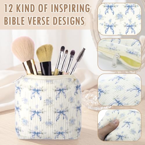 Kacctyen 12 Pcs Floral Bow Makeup Bags - 5x5 Inch Travel Pouches