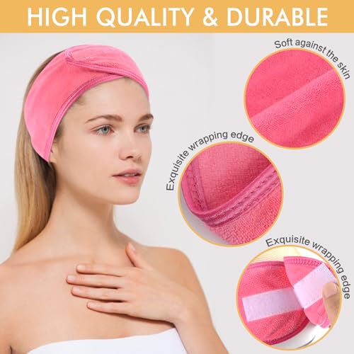 SINLAND Adjustable Spa Headband for Women - 3 Pack Microfiber Face Care Bands
