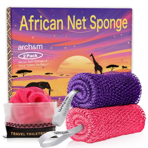 ARCH&M African Net Sponge 53" Extra-Long 2-Pack | Back Scrubber