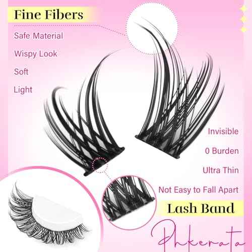 Wispy Lash Clusters Kit Natural Lash Extension Kit 192 pcs Cluster Eyelash Extension Kit DIY Individual Lashes Lashes with Lash Glue Bond and Seal Tweezers Soft Eyelash Clusters, 8-16 mm