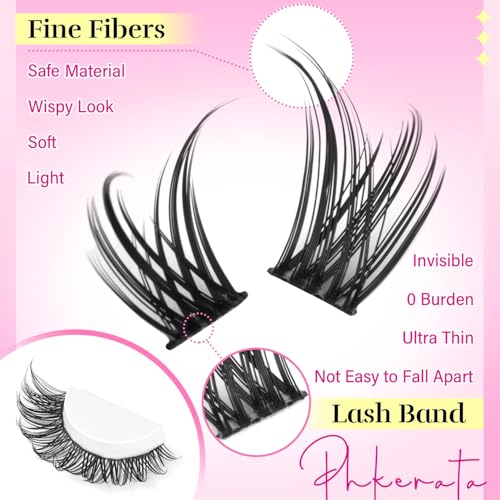 Wispy Lash Clusters Kit Natural Lash Extension Kit 192 pcs Cluster Eyelash Extension Kit DIY Individual Lashes Lashes with Lash Glue Bond and Seal Tweezers Soft Eyelash Clusters, 8-16 mm