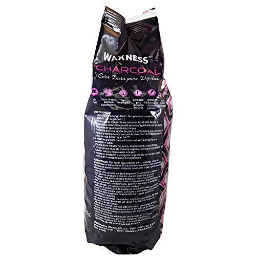Waxness Charcoal Hard Wax Beads 2.2 lb (1 kg) ? Premium Synthetic Rosin-Free Stripless Wax with Creamy Film Formula for Sensitive Areas, Professional Use ? Made in Italy
