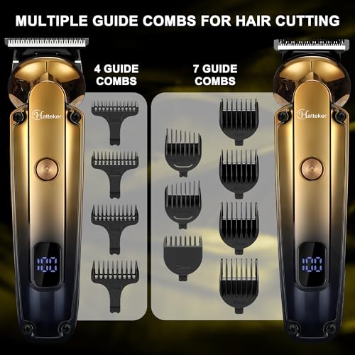 Hatteker 6-in-1 Beard Trimmer Kit - Waterproof Cordless Hair Clipper, Nose & Body Groomer