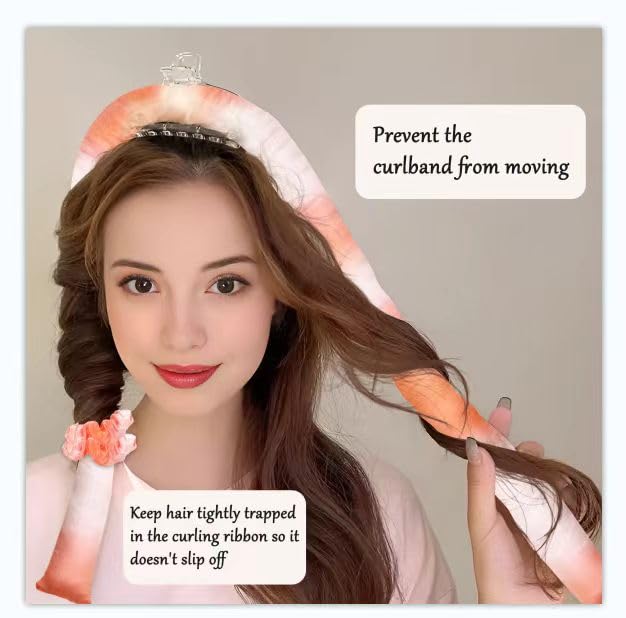 Satin Heatless Curling Set - Hair Rollers for Heatless Curls Heatless Hair Curlers & Hot Rollers Hair Curlers to Sleep in Heatless Curling Rod Headband Heatless Curler （Dreamy Sunset）