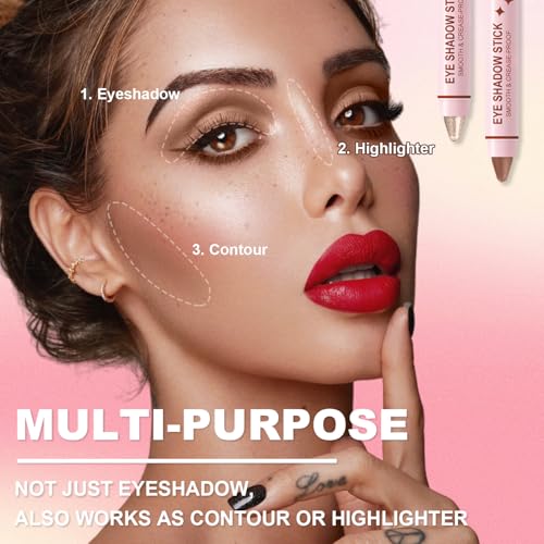 GADMLURY 8-Piece Pink Eyeshadow Stick Set with Blender Brush