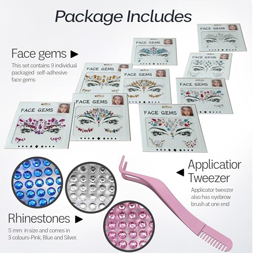 Christmas Temporary Tattoos for Kids with Face Gems & Glitter