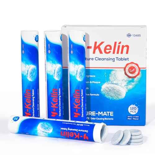 Denture Cleaning Tablets - 120 Retainer Cleaner Tablets, Removes Odors & Stains - For Dentures, Night Guards, Retainers, Aligners & Dental Appliance Cleaner - Mint Flavor - 4 Month Supply