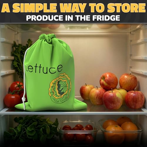 VIKROM Green Reusable Lettuce Keeper with Foil Lining, 13.8x10.6in - Refrigerator Produce Bag