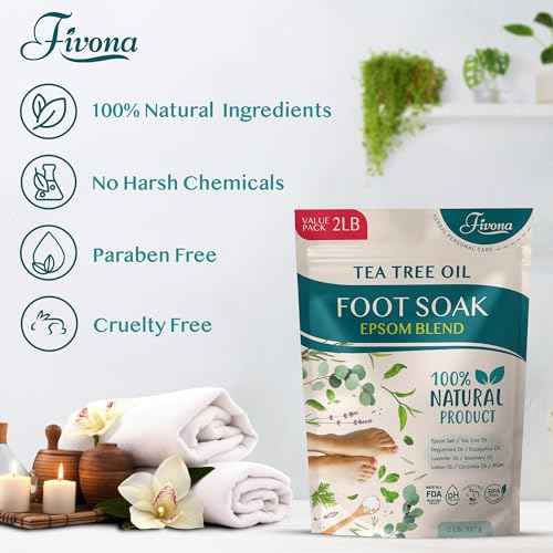 Foot Soak Epsom Salt with Tea Tree Oil 2 LB - Epsom Salt with Essential Oils for Healthy Toenails, Soothing Relief, Callus Softening - Pedicure Therapy for Soft, Rejuvenated Feet