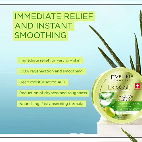Extra Soft Bio Olive Aloe Vera Deeply Moisturizing and Smoothing Face and Body Cream for Sensitive and Allergy Prone Skin