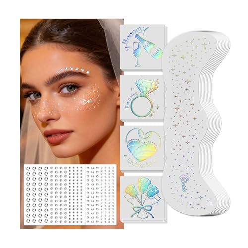 Bachelorette Party Face Tattoos & Gems Iridescent Glitter Kit
