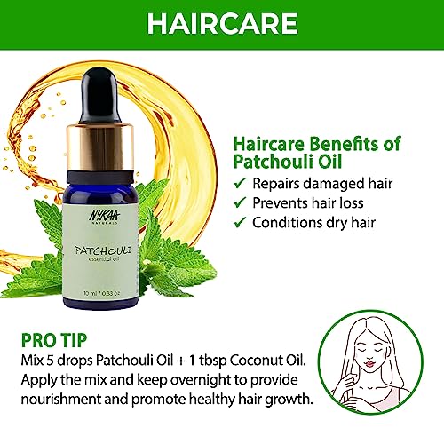 Nykaa Naturals Essential Oil, Patchouli, 0.33 oz - Hair Oil for Hair Growth and Hair Loss - Restores Damaged Hair - Face Oil to Minimize Scars