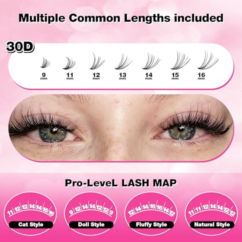 560pcs Lash Clusters Kit with Bond & Seal, 9-16mm Natural Volume