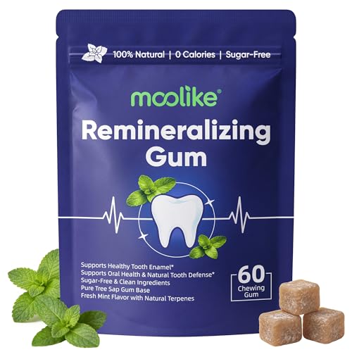 Moolike Sugar-Free Remineralizing Chewing Gum - Enamel Repair & Cavity Protection, 60 Count