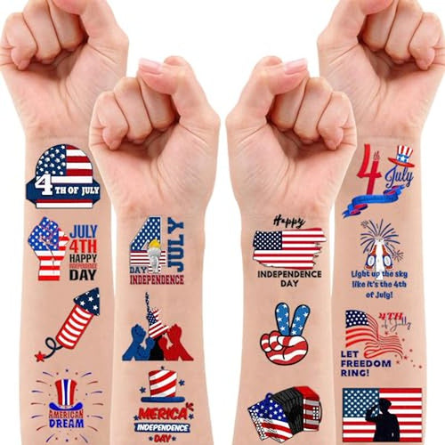 100 PCS 4th of July Temporary Tattoos - Party Favors & Decor