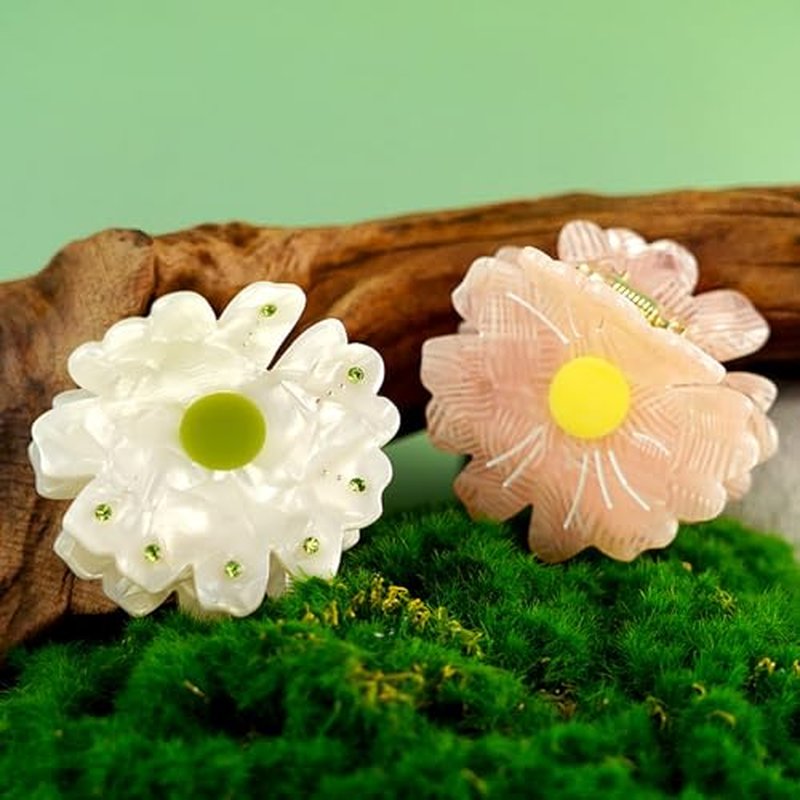 Daisy Hair Clip with Strong Grip - Lightweight Floral Claw Clip