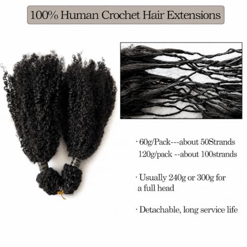 Kinky Curly Crochet Hair Extensions 14" 120g Pre-Separated Human Hair