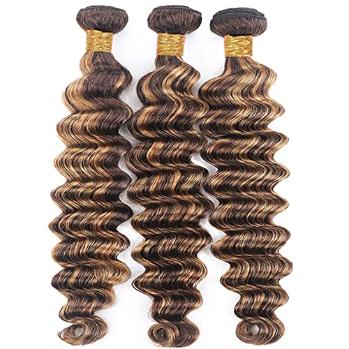 Freiuoke 300g Honey Blonde Deep Wave Bundles - Unprocessed Virgin Hair 26-30 Inch