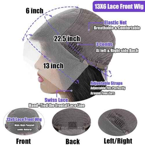 Redice 32-Inch 13x6 Body Wave Lace Front Human Hair Wig - Pre-Plucked, Glueless, 200% Density HD Transparent Lace With Baby Hair