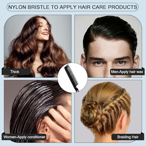 SIMPOR 3-Row Detangling Hair Comb with Rat Tail, Black