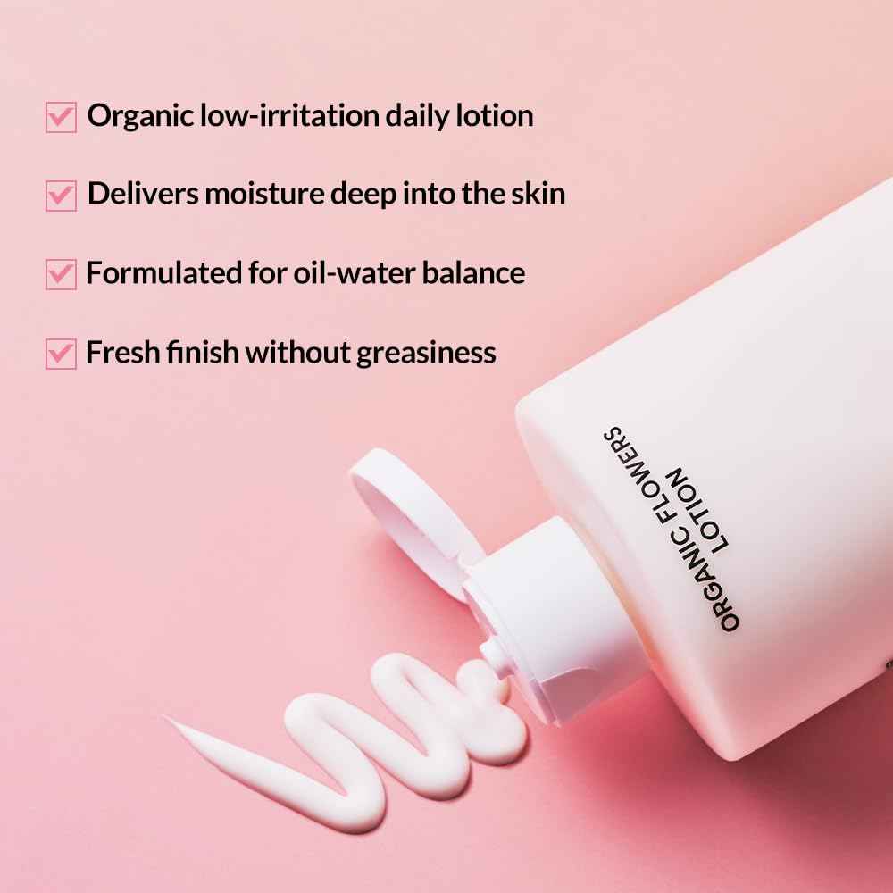 Whamisa Organic Flowers Water Cream, 95.2% Organic, Waterless Formula, Fermented Postbiotic for Deep Hydration & Soothing, Moisturizing (50ml)