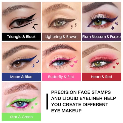 7-Piece Stamp Eyeliner Set - Waterproof Winged Cat Eye Liner