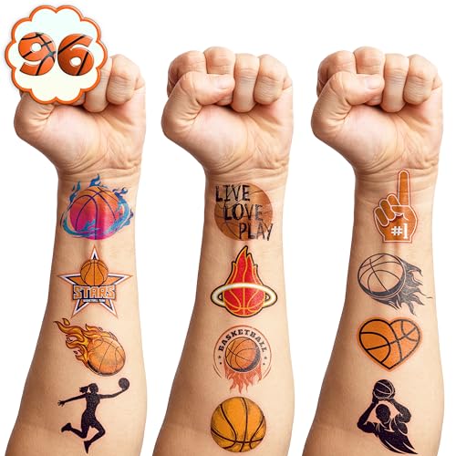 96PCS Basketball Temporary Tattoos - Sports Party Favors for Kids