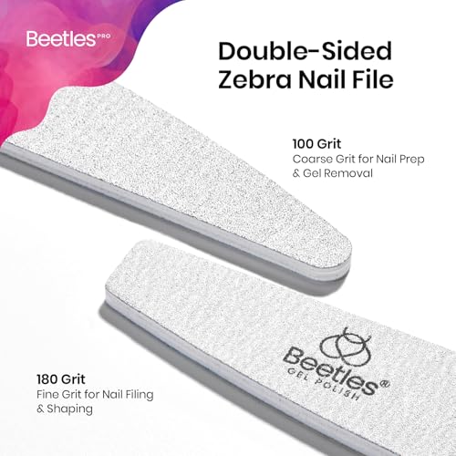 Beetles Pro 120-Pcs Nail File ? Professional 100/180 Grit Double Sided Emery Board Nail Files Washable Shaper Files for Acrylic, Gel & Natural Nails ? Salon Quality Manicure Tool