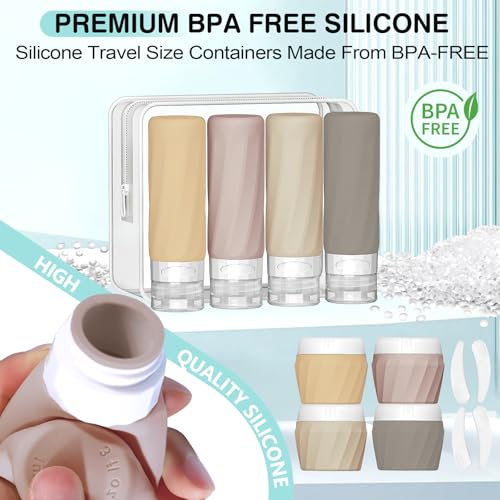 TSA Approved Travel Bottles 14 Pack - BPA-Free Silicone Leak Proof