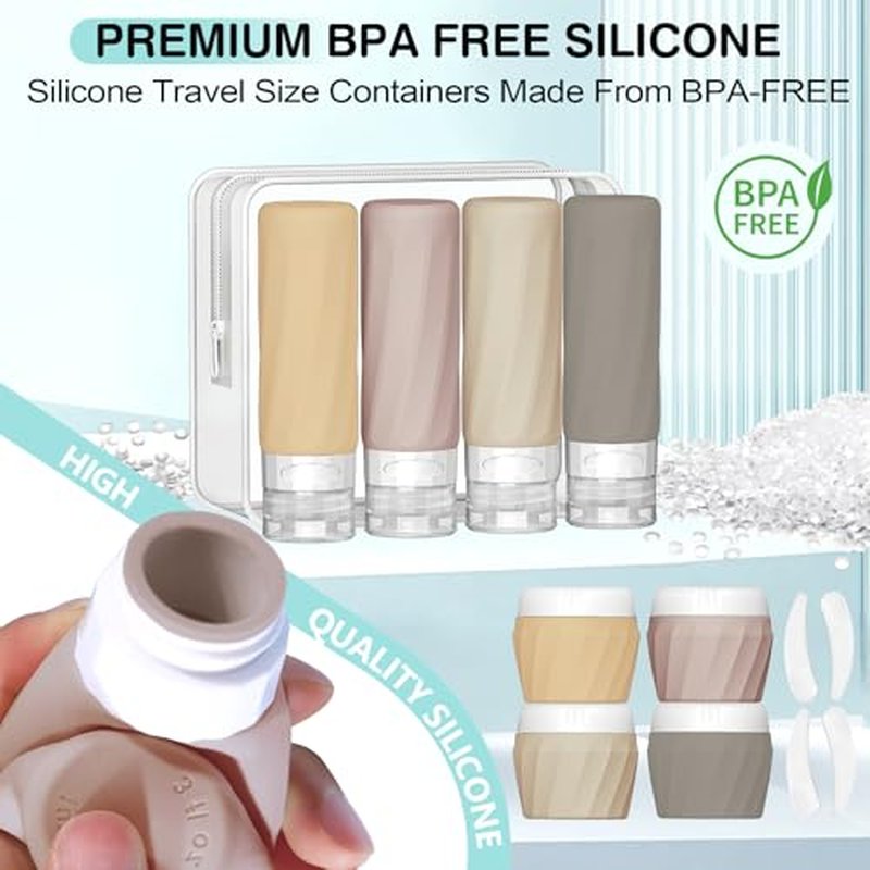 14-Pack TSA Approved Travel Bottles & Jars Set, Leak-Proof Silicone