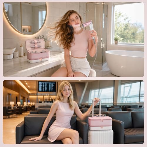 Shark Hair Dryer Travel Case - Double-Layer Storage, Pink