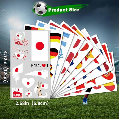 Japan Flag Temporary Tattoos - 40 Pcs Waterproof Face Stickers
