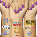 10th Birthday Temporary Tattoos - 4 Waterproof Sheets