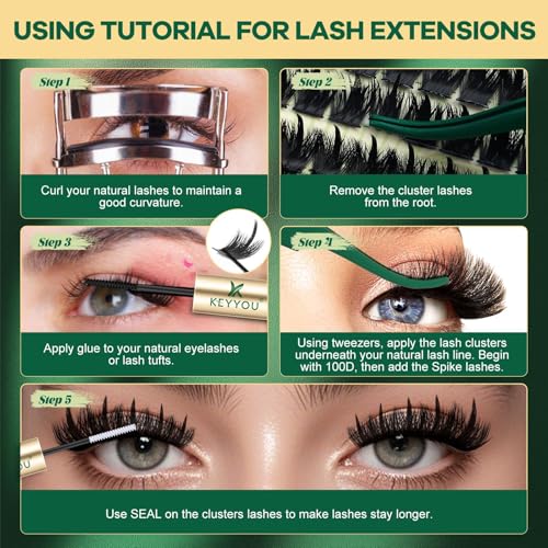 200D Volume Lash Clusters with Spikes - 12-20mm D Curl DIY Eyelash Extensions