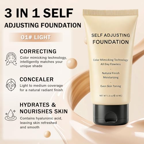 Color Changing Foundation for Mature Skin - Light, Hydrating, Long-Lasting