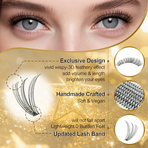FEEGO Eyelash Extensions Kit Lash Clusters DIY Lash 280pcs 9-16mm Individual Lashes Clusters 20D 30D D Curl Eyelash Extension Kit Individual Lashes, Lash Bond, Seal Glue, Remover (2030D Charming Kit)