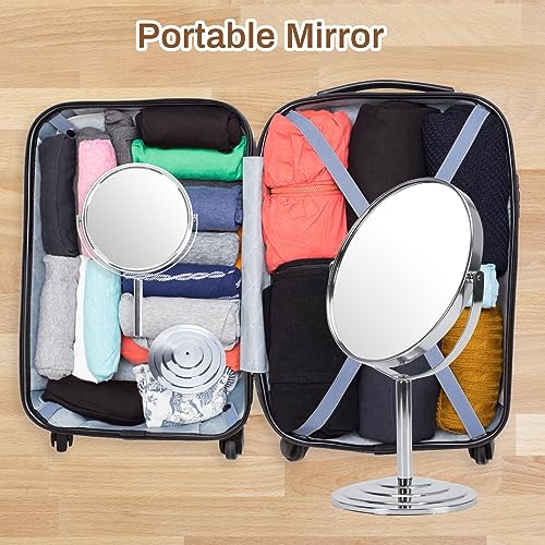 7 Inch Makeup Mirror with 1x 3x Magnification, 360° Rotation
