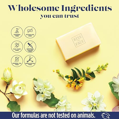 Kiss My Face De-Stress Bar Soap - Neroli + Gardenia - Vegan Soap Bar with Hemp Seed Oil - Cruelty Free and Palm Oil Free Bath Soap (Neroli + Gardenia, Pack of 2)