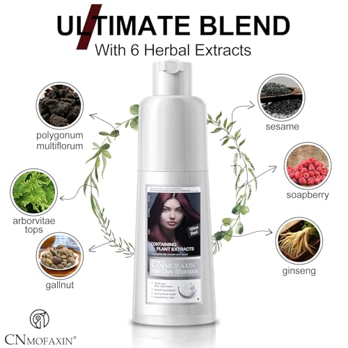 Wine Red 3-in-1 Hair Dye Shampoo for Gray Hair Coverage