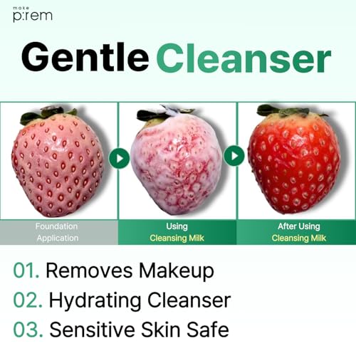 MAKE P:REM Safe Me. Relief Moisture Cleansing Milk, Hydrating Gentle Face Wash for Sensitive Skin with Soy Protein, Korean Milky Cleanser, Korean Skin Care, 16.90 fl.oz (500ml)
