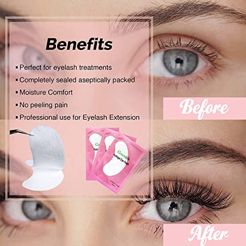 GreenLife 200 Pairs 100% Natural Eyelash Extension Under Eye Gel Pads patches kit Collagen Aloe Vera Hydrogel Eye Patches Eyelash Extension Supplies Tools, Lash Extension Supplies (100 200 400 Pairs)