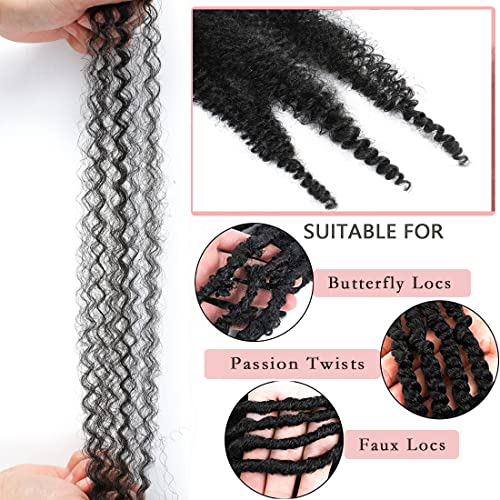 18 Inch Pre-Separated Springy Afro Twist Hair 8 Packs Pre-Fluffy Natural Curls are Perfect for Marley Crochet Hair Suitable for Black Women (T1b/Bug, 18 Inch (Pack of 8))