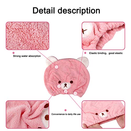 Kids Hair Drying Towel Cap Set - 3 Piece Soft Absorbent Wraps