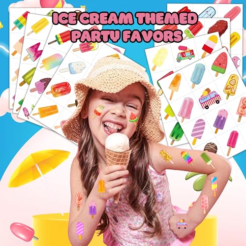 96 PCS Ice Cream Temporary Tattoos | Party Favors