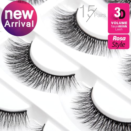 Eliace 3D Mink Lashes Cat Eye 15 Pairs - Wispy Rosa Style