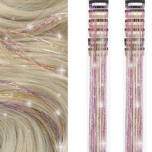 Hair Tinsel Clip In 12 Pack 22 Inch Heat Resistant Glitter Extensions