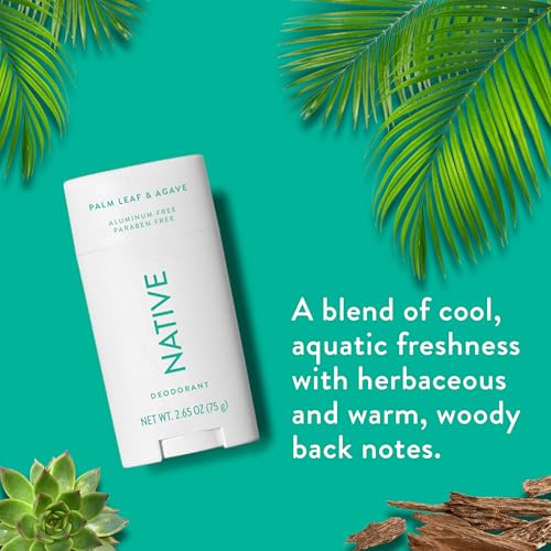 Native Aluminum-Free Deodorant for Women & Men, Palm Leaf & Agave, 2.65oz - Unisex Natural Odor Protection