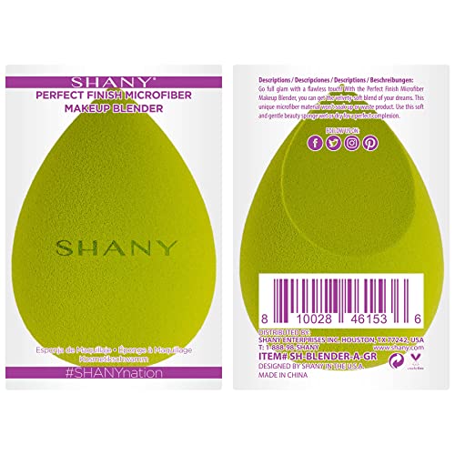 SHANY Perfect Finish Makeup Blender Sponge - Full Size Latex-Free Beauty Sponge Microfiber For Foundation, Beauty Details, and Blending - Green